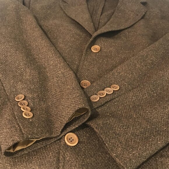 Bäumler Blazer Mens 44L Brown Tweed Wool Cashmere Silk Tallia Di Delfino Italy - Picture 7 of 14